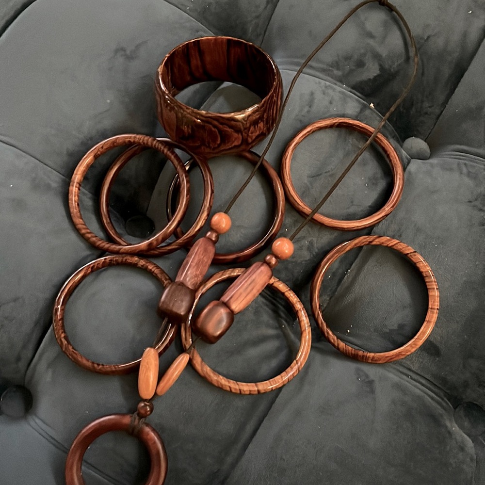 Imported Teak wood bracelets and necklace